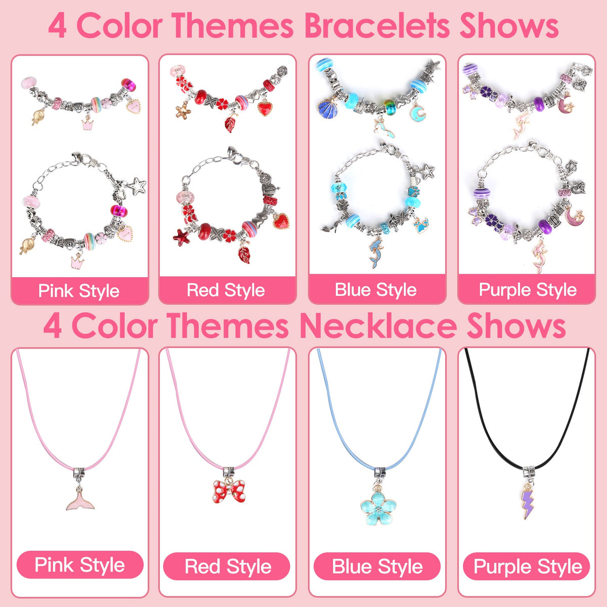 66-Piece Kids' DIY Charm Bracelet Kit