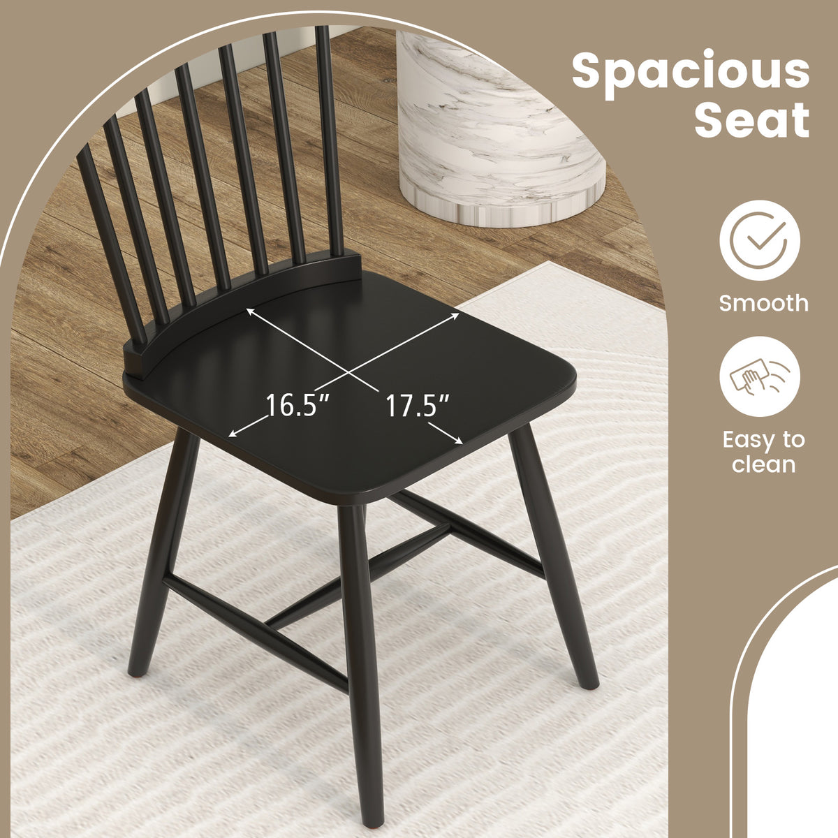 Windsor Dining Chairs Set of 2 with High Spindle Back