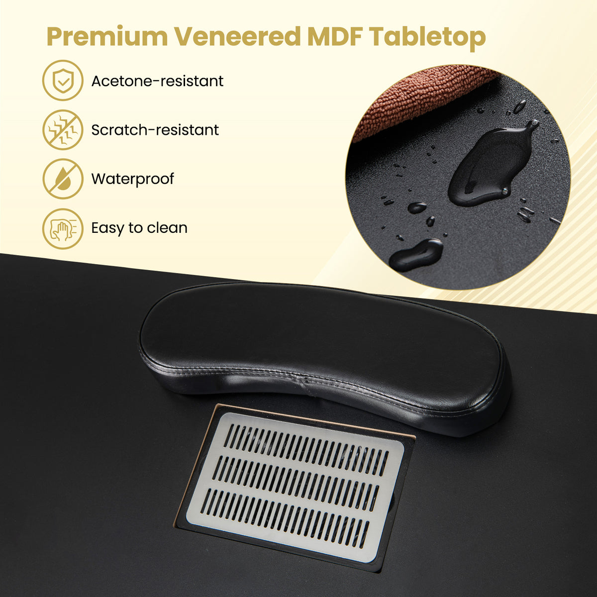 Manicure Table Nail Desk with Electric Dust Collector and 3 Dust Bags-Black