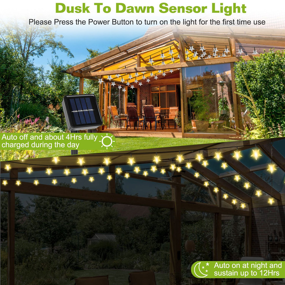 Solar Star String Lights 39.3ft 100 LED Waterproof Outdoor