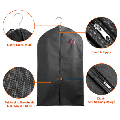 Garment Bags 39" with Zipper - 5 Pack Breathable Suit Covers