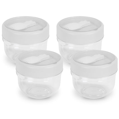Overnight Oats Containers with Lids and Spoons, 20oz, 4-Pack