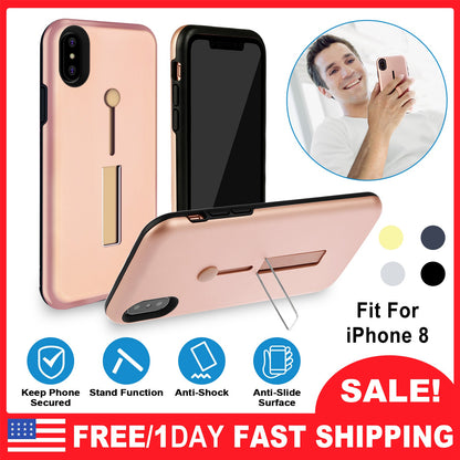 iPhone 8 Case with Finger Strap and Kickstand