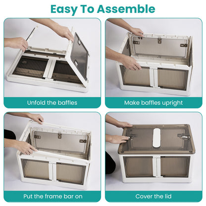 Foldable Storage Bins with Lids & Wheels - 3 Pack Stackable