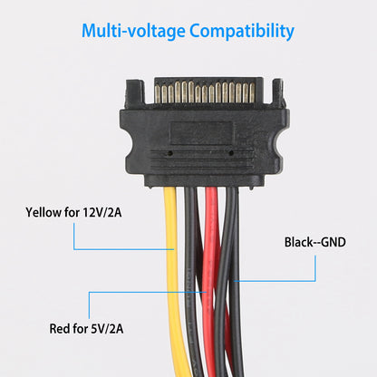 15-Pin SATA Power Y Splitter Cable Adapter - 7.9 Inch