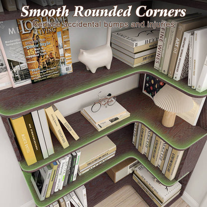 5-Tier L-Shaped Corner Bookshelf with 6 Open Shelves