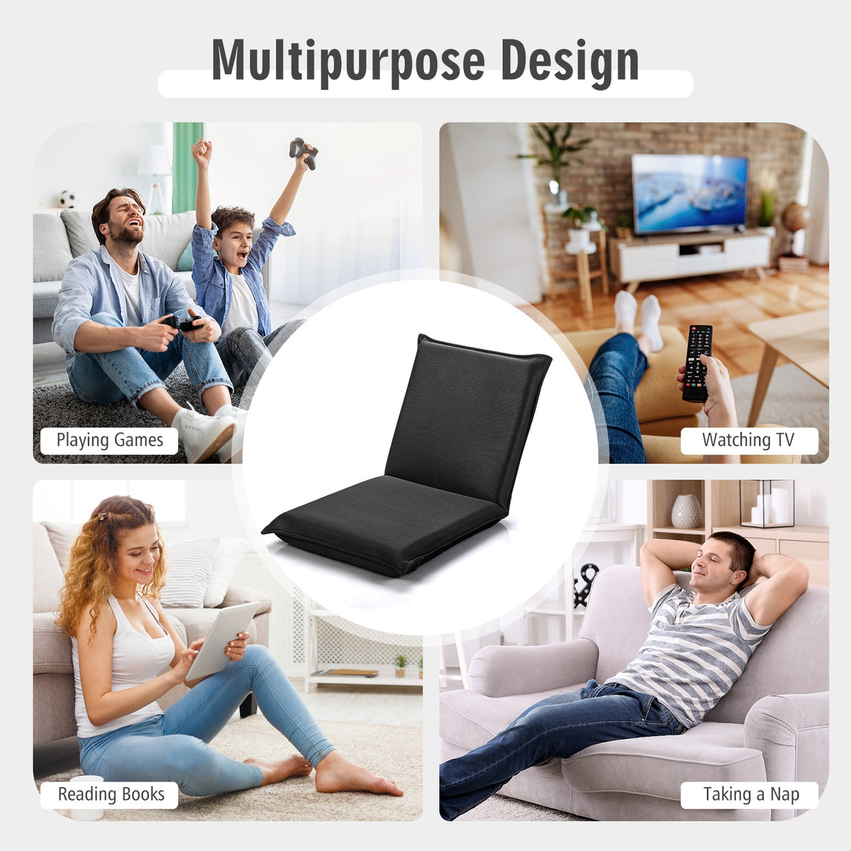 Adjustable Floor Chair with 6 Reclining Positions