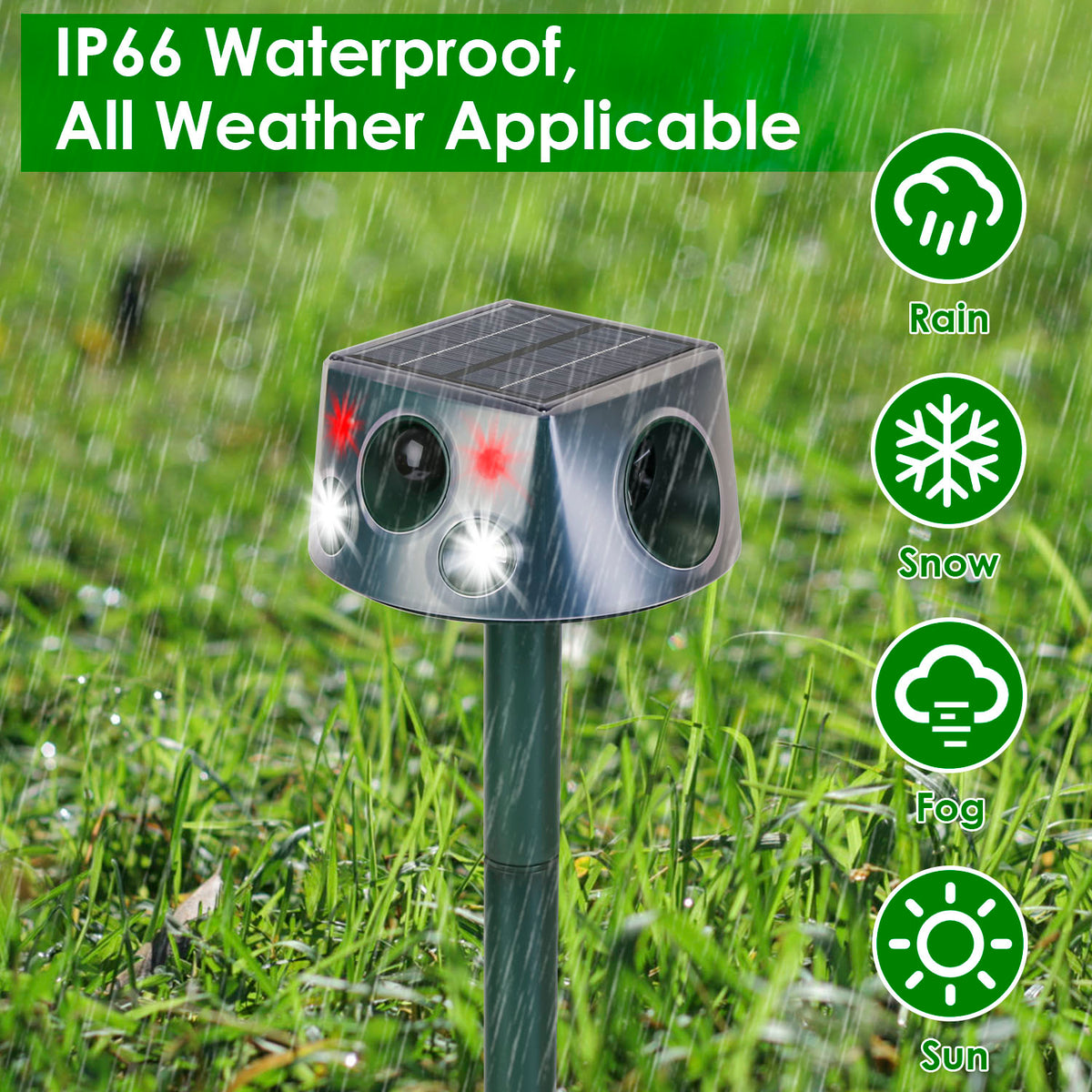 Solar Ultrasonic Animal Repeller with Motion Sensor