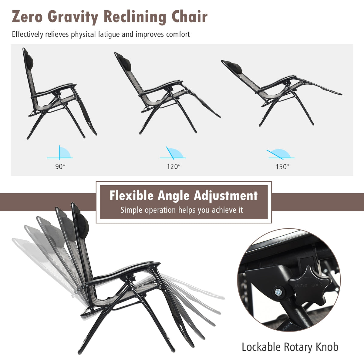 Folding Zero Gravity Lounge Chair Set - 2 Piece Rattan