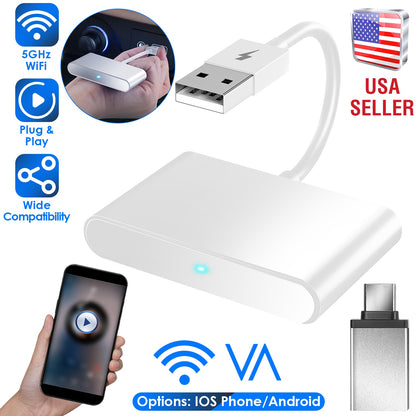 Wireless CarPlay Adapter for iPhone & Android - 5GHz WiFi