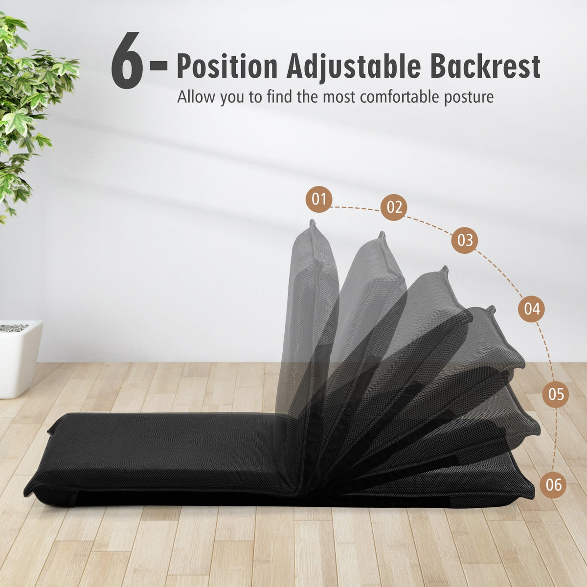 Adjustable Floor Chair with 6 Reclining Positions