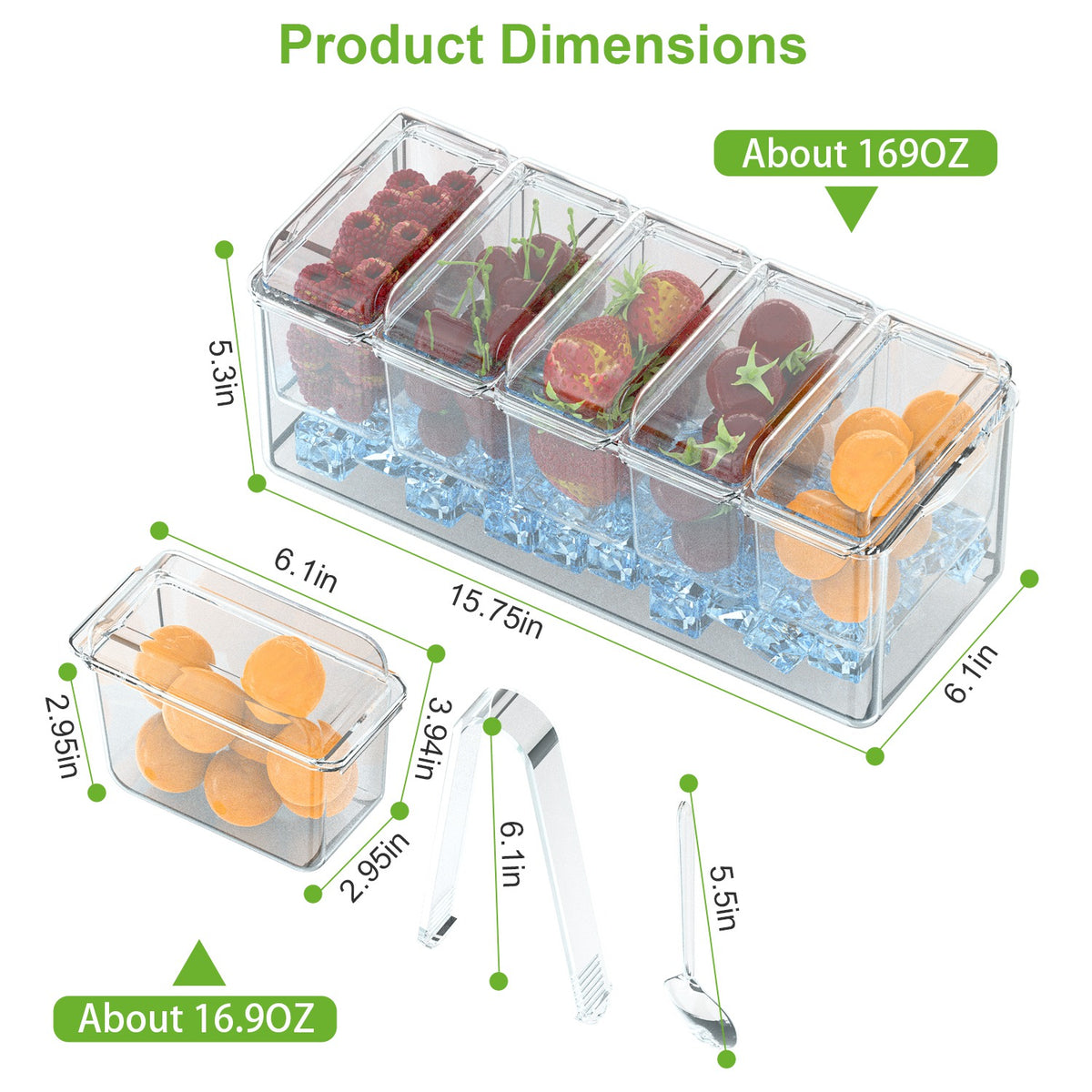 Ice Chilled Condiment Caddy with 5 Containers & Lids