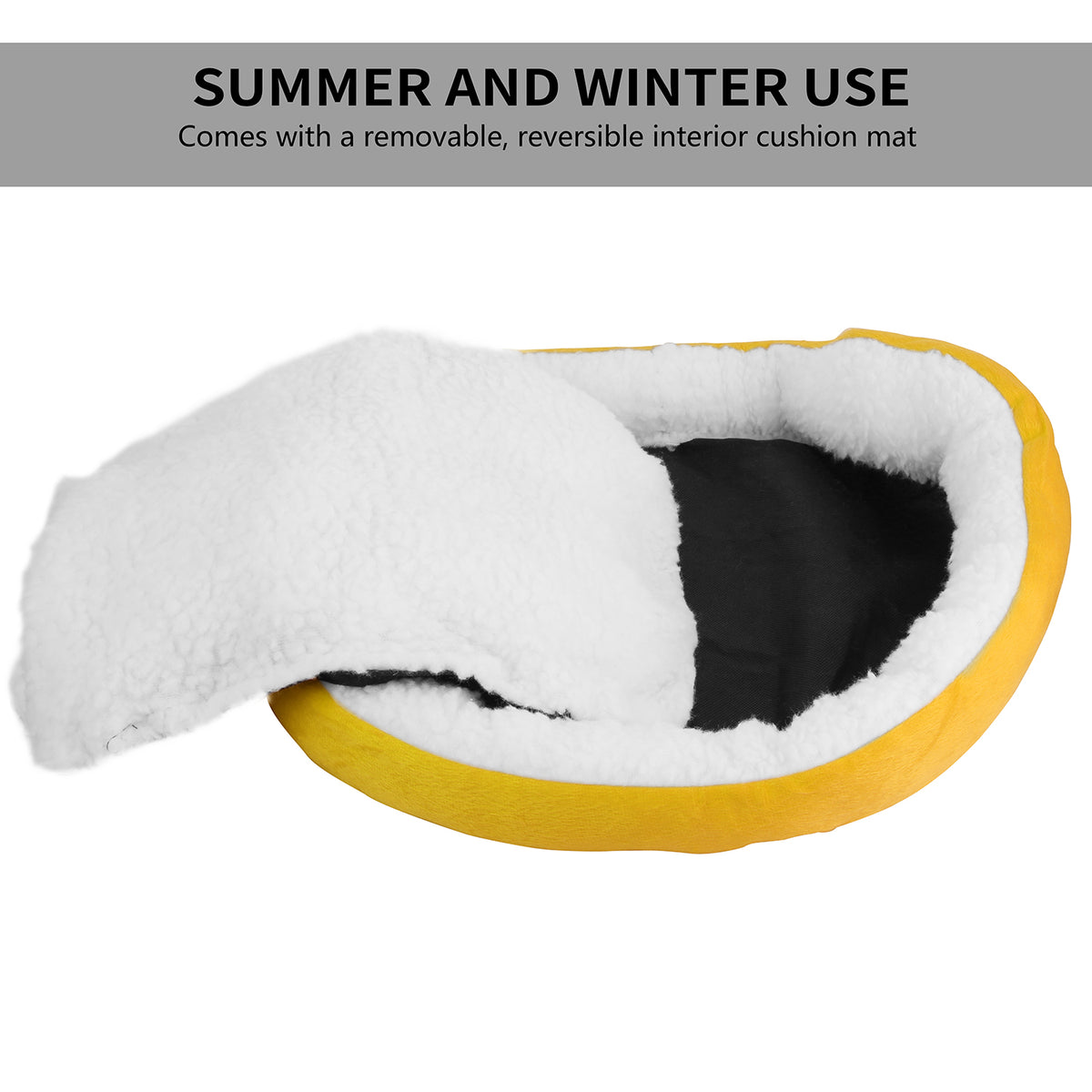 Soft Fleece Dog Bed with Reversible Cushion for Small Pets