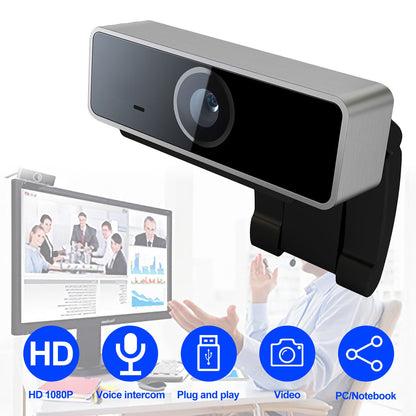 FHD 1080P Webcam USB PC Computer Webcam Auto Focus with Microphone 60-Degree Widescreen Desktop Laptop Webcam Live Streaming Webcam with Rotatable Cli