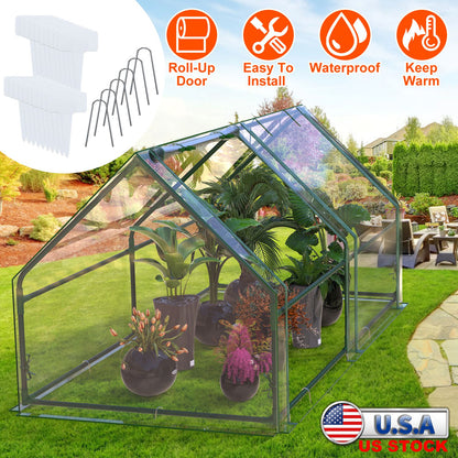 Portable Mini Greenhouse with Roll-Up Zipper Doors 71"L