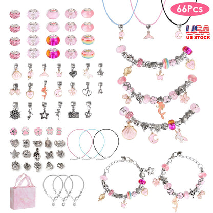 66-Piece Kids' DIY Charm Bracelet Kit