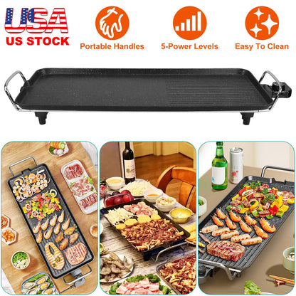 Electric Griddle Grill 1500W Non-Stick BBQ Hot Plate