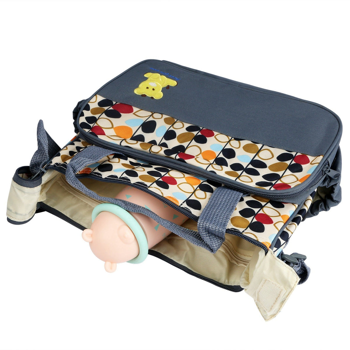 5PCS Baby Nappy Diaper Bags Set Mummy Diaper Shoulder Bags w/ Nappy Changing Pad Insulated Pockets Travel Tote Bags For Mom Dad