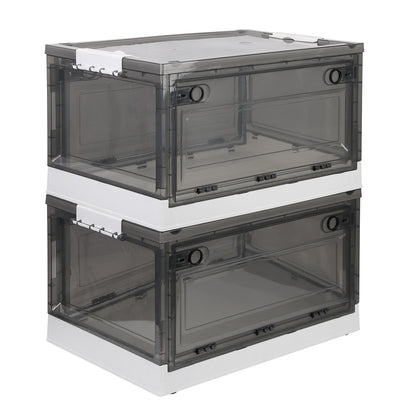 Foldable Storage Bins with Wheels - 2 Pack Stackable Organizer