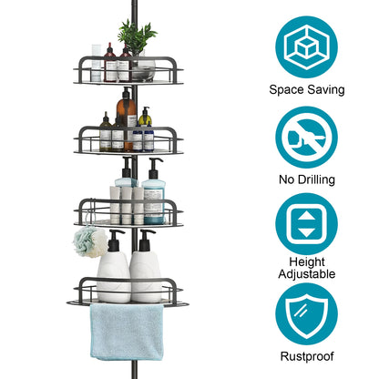Corner Shower Caddy with 4 Adjustable Shelves