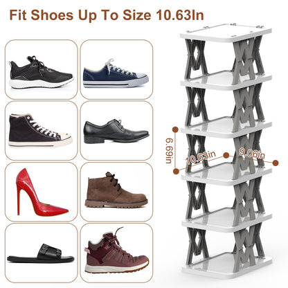 6-Tier Foldable Shoe Rack - Vertical Space Saving Organizer