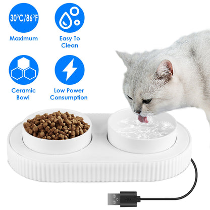 Heated Pet Water Bowl - USB Powered Ceramic Non-Freezing