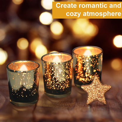 Gold Mercury Glass Votive Candle Holders Set of 24