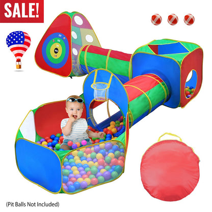 Kids Ball Pit Tent Set with Tunnels & Playhouse - 5 Piece
