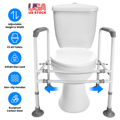 Adjustable Toilet Safety Rails for Elderly & Handicap