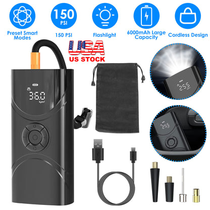 Portable Tire Inflator 150 PSI Wireless Air Compressor 6000mAh