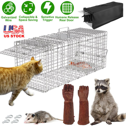 Humane Live Animal Trap Cage with Waterproof Cover - 30.5"