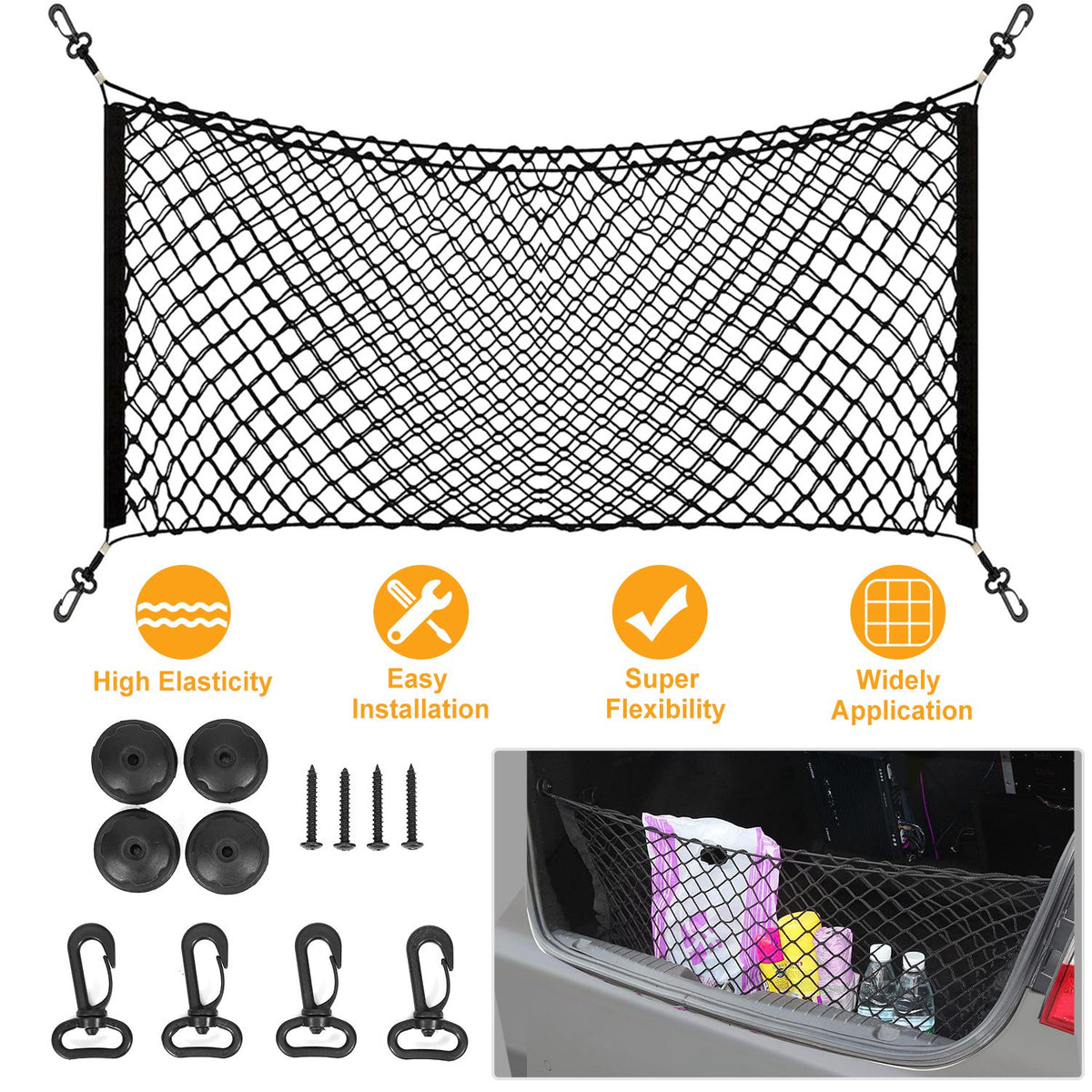 Trunk Cargo Net Organizer - Stretchable Elastic Storage