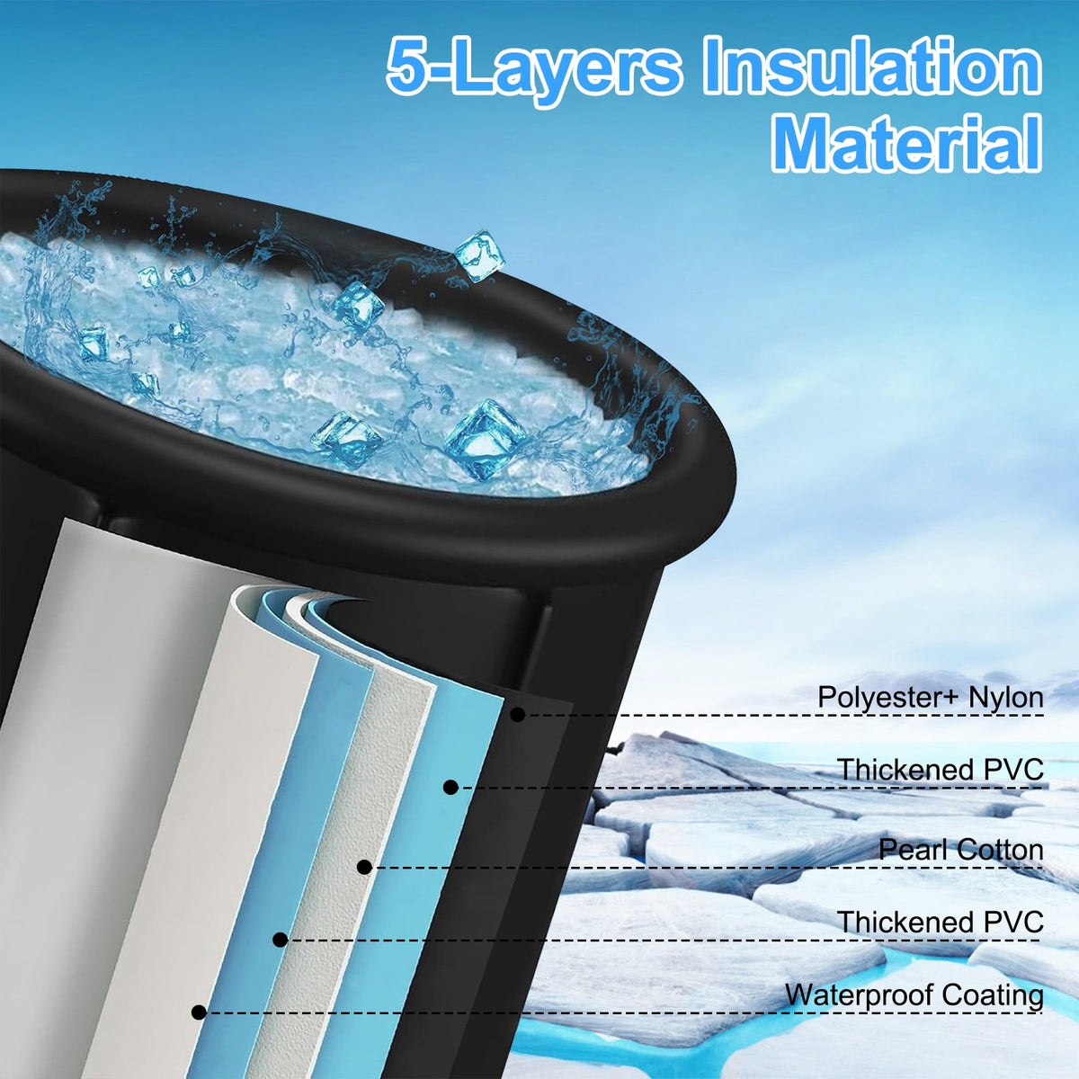 Ice Bath Tub 97 Gallon with Cover for Cold Water Therapy