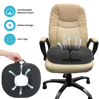 Donut Pillow Seat Cushion Memory Foam Donut Chair Cushions Ergonomic Seat Cushion Pad for Coccyx Prostate Sciatica Pelvic Floor Pressure Sores Office