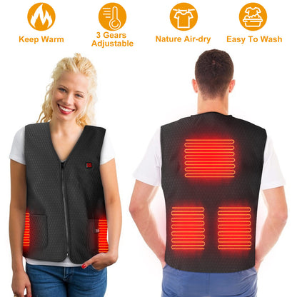USB Heated Vest with 5 Heating Zones - 3 Temperature Settings