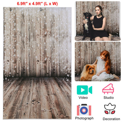 Wooden Floor Photography Backdrop 5x7ft Rustic Wall Design