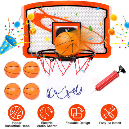 Over-the-Door Mini Basketball Hoop with Electronic Scorer