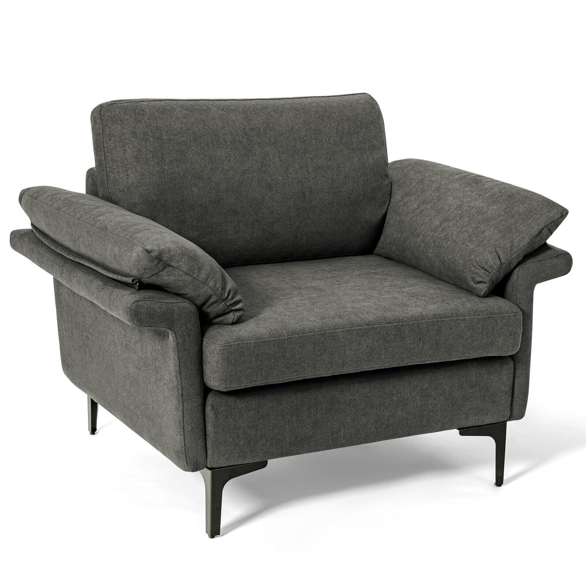 Fabric Accent Armchair with Spring System & Cushions