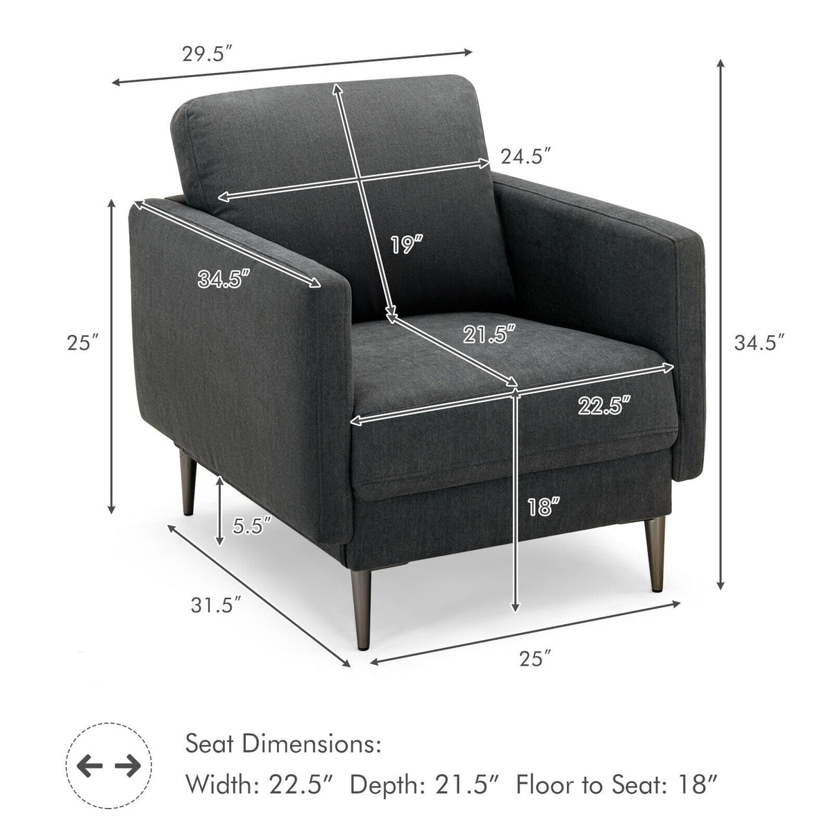 Upholstered Accent Chair with Removable Cushion
