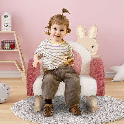 Kids Rocking Chair with Velvet Upholstery & Wood Legs