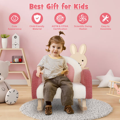 Kids Rocking Chair with Velvet Upholstery & Wood Legs
