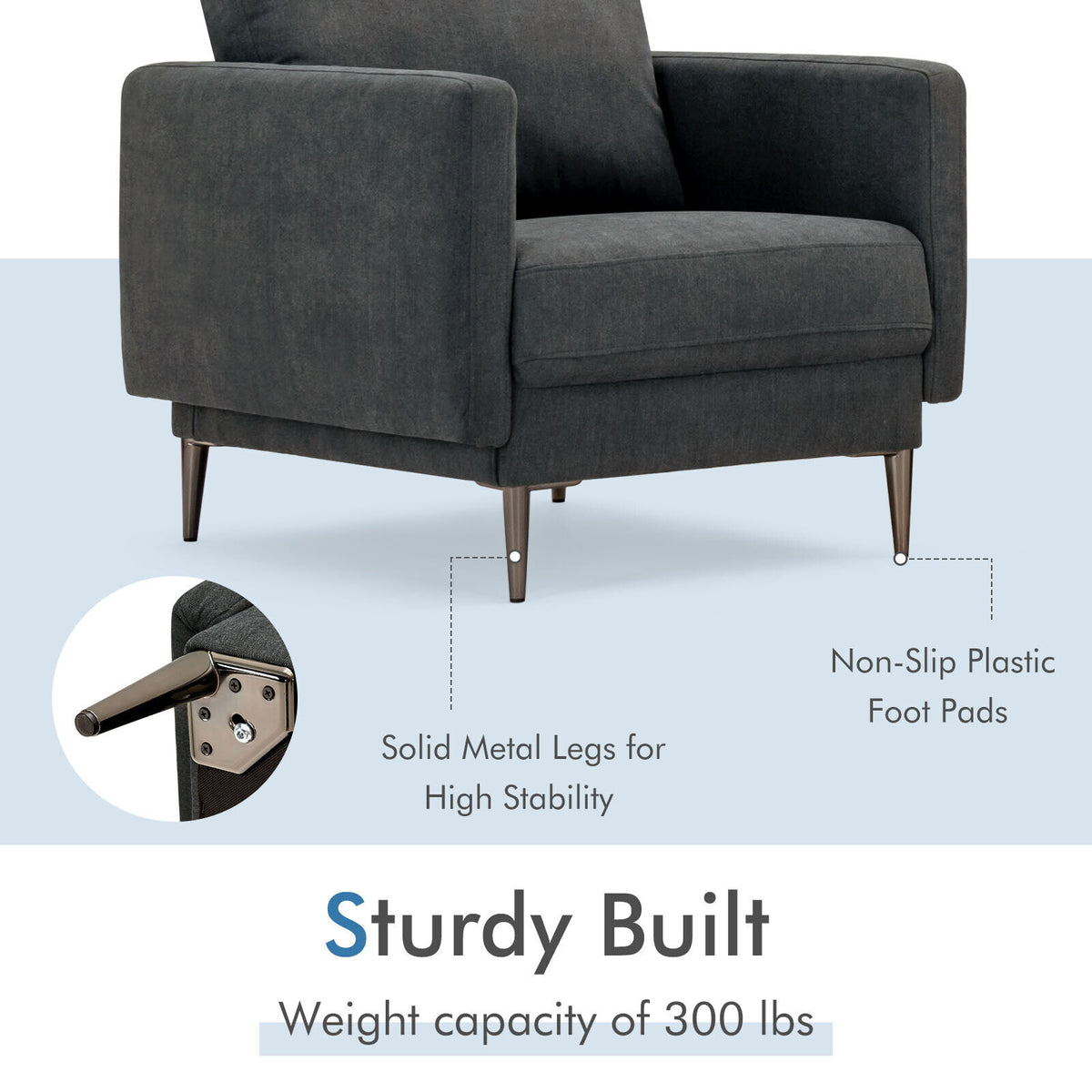 Upholstered Accent Chair with Removable Cushion
