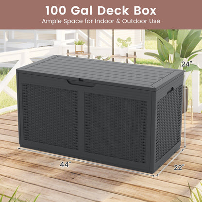 100 Gallon Resin Deck Box Outdoor Waterproof Storage Bench