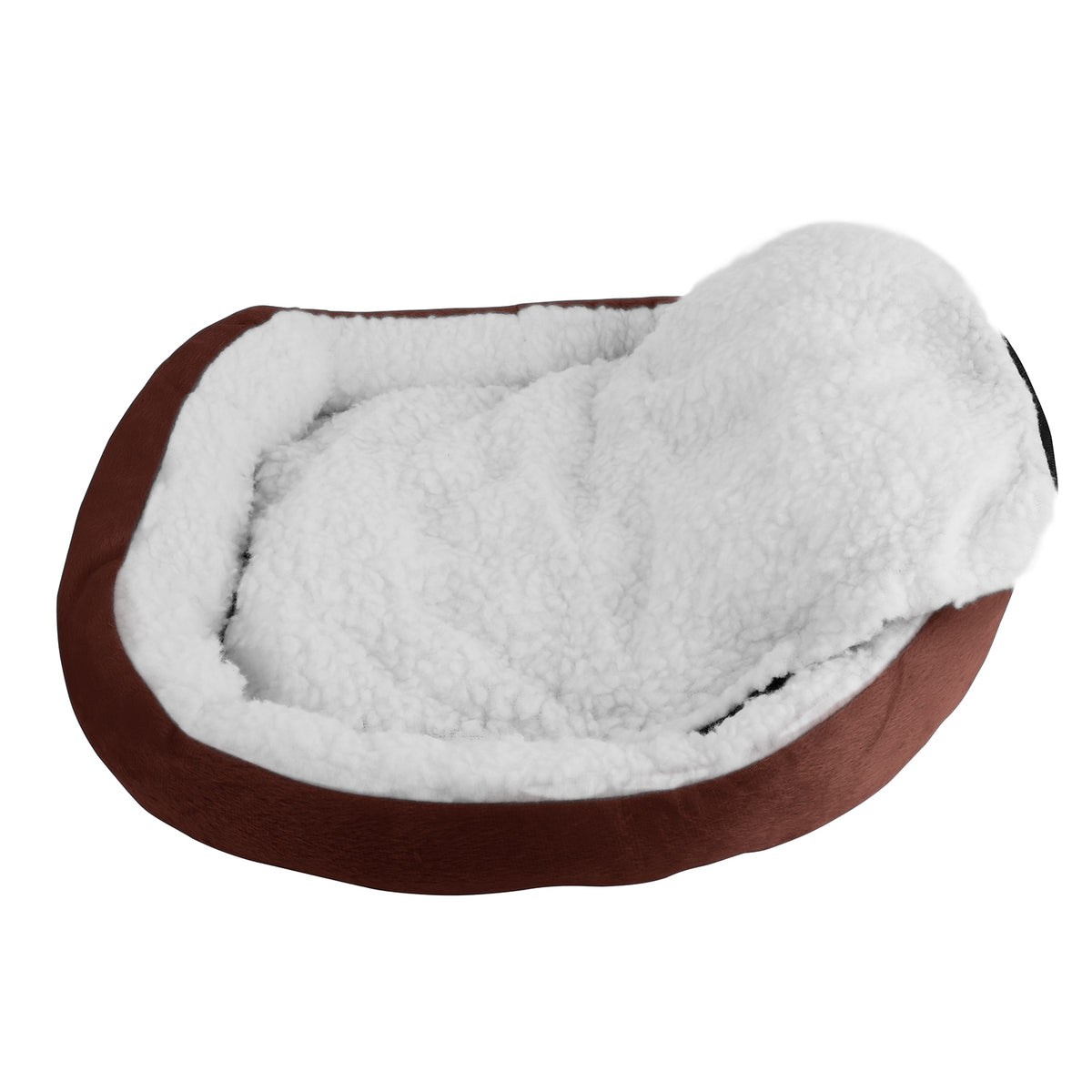 Soft Fleece Dog Bed with Reversible Cushion for Small Pets