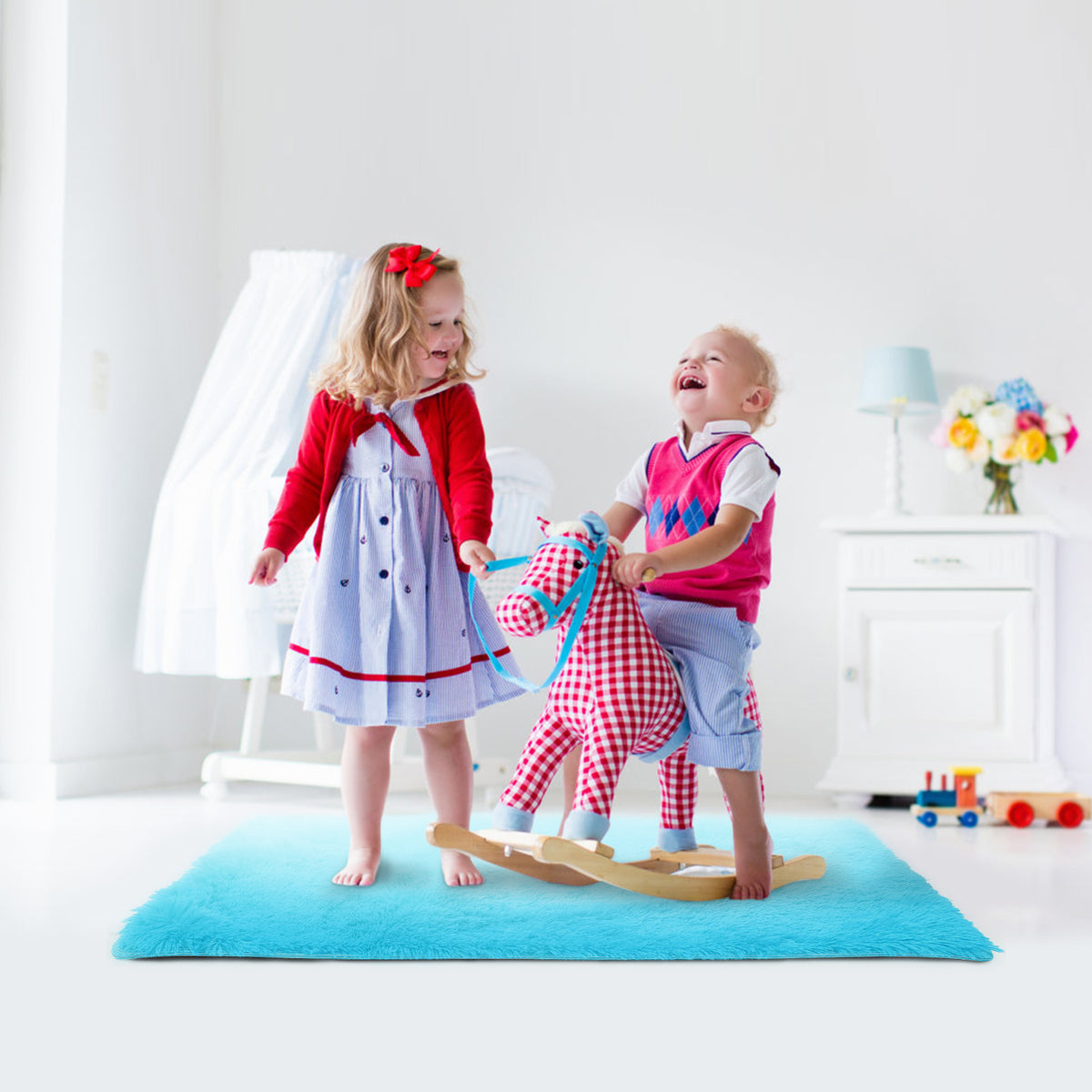 Shaggy Area Rug 4' x 2.6' Anti-Slip Soft Polyester Floor Mat