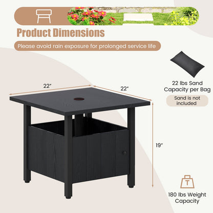 Outdoor Side Table with 1.89" Umbrella Hole Patio Umbrella Table Base Stand-Black