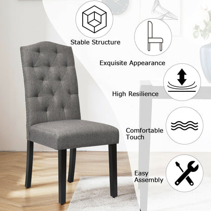 Tufted Upholstered Dining Chairs Set of 2 - Gray