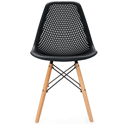 Modern Hollow Dining Chairs Set of 4 with Wood Legs