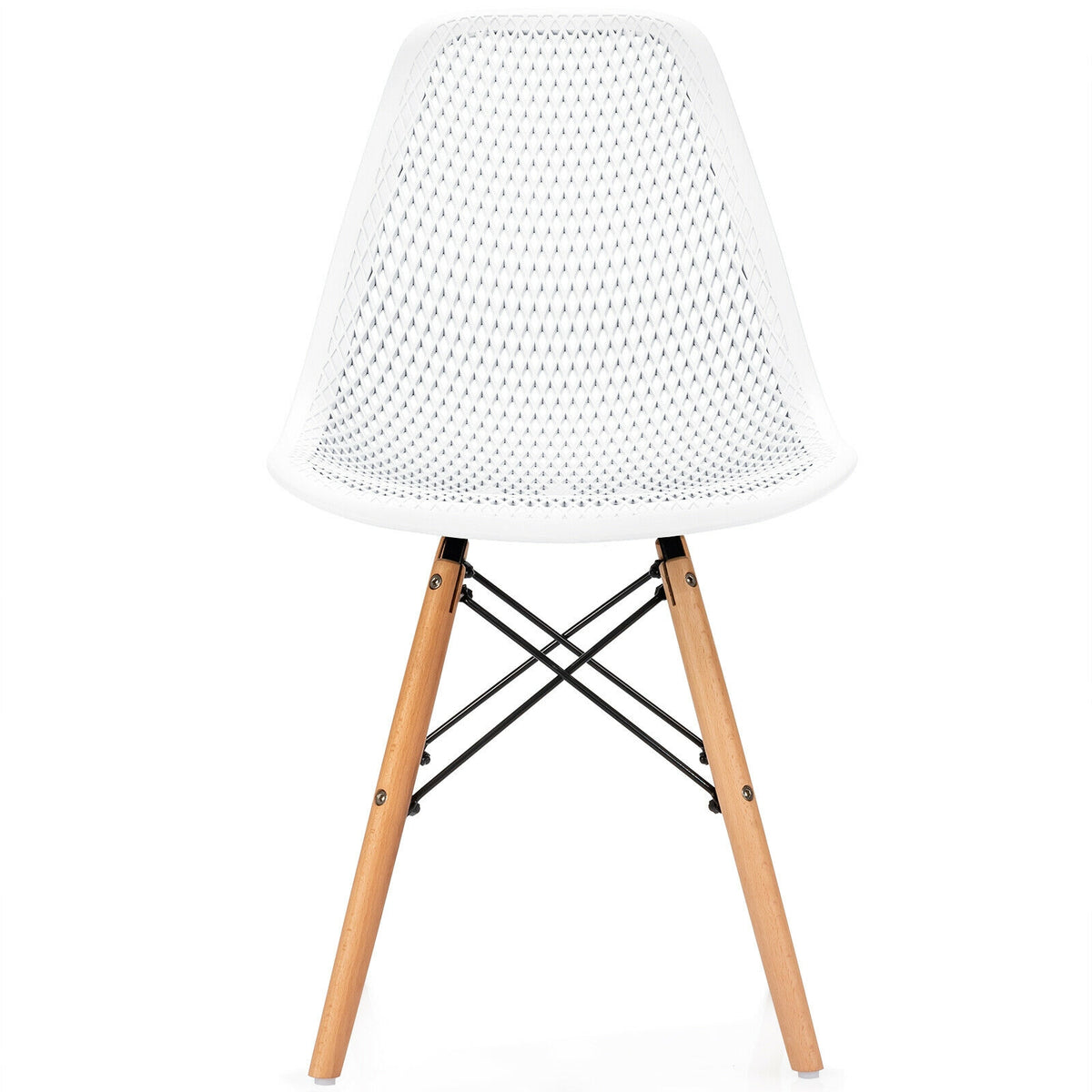 Modern Hollow Dining Chairs Set of 4 with Wood Legs