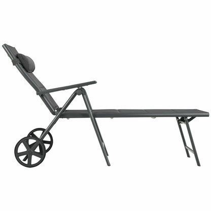 Reclining Patio Chaise Lounge with Adjustable Backrest & Wheels